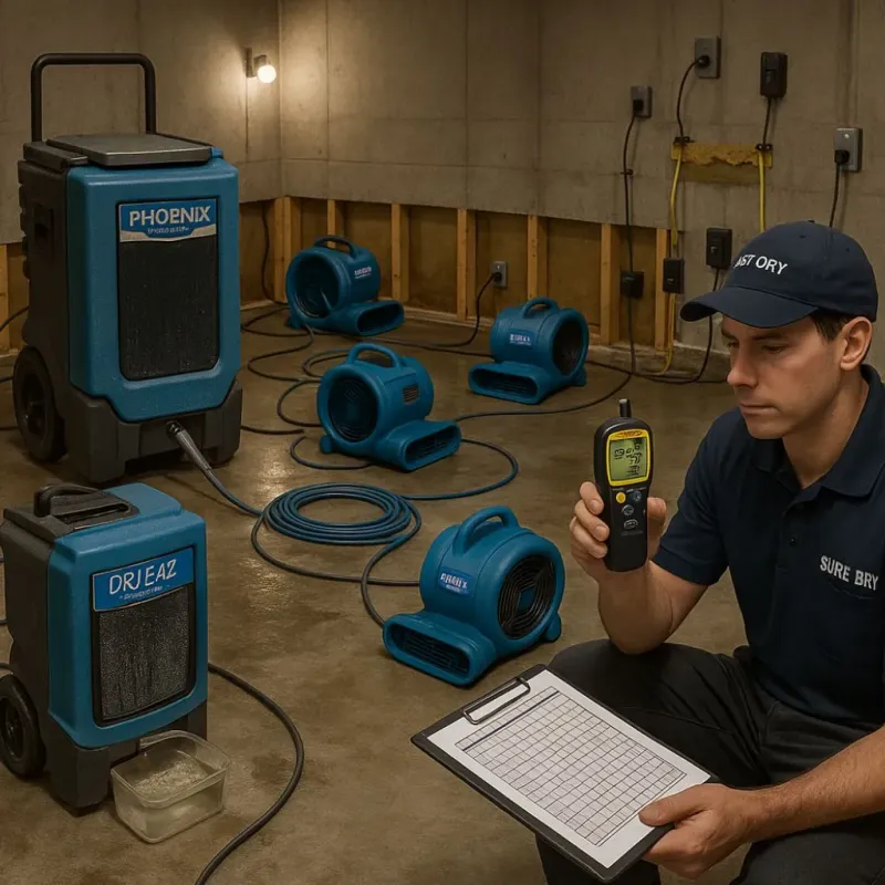 Structural Drying and Dehumidification process in Wilburton, OK